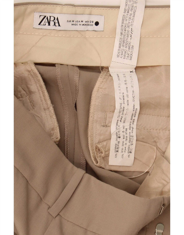 Pantaloni de costum conici pentru femei Zara Mediu L28 L30 Poliester bej