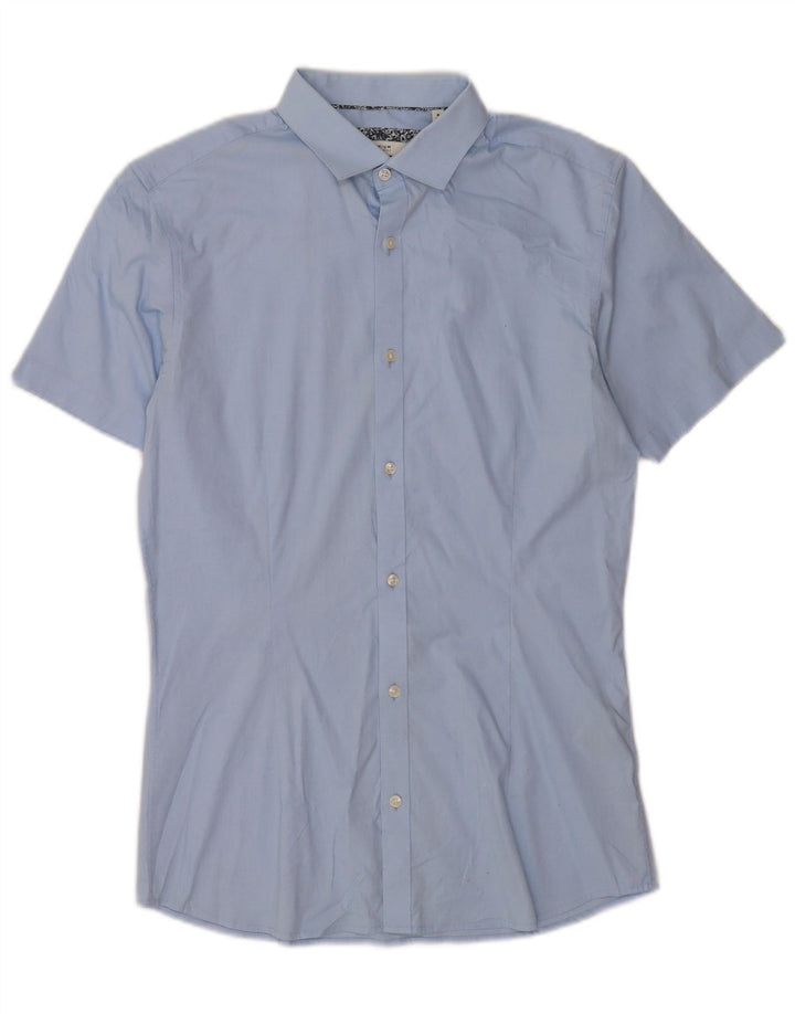 Cămașă Jack & Jones pentru bărbați cu mânecă scurtă, mărimea 40, bumbac albastru mediu