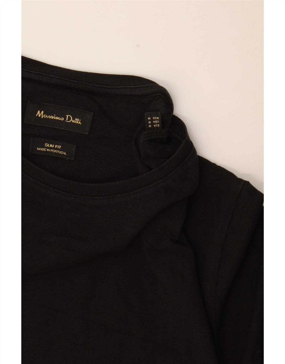 Tricou Massimo Dutti pentru bărbați, cu mânecă scurtă, slim Fit Top mediu negru