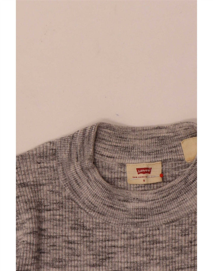Pulover Levi's cu gât țestoasă pentru femei UK 8 Small Gri Flecked