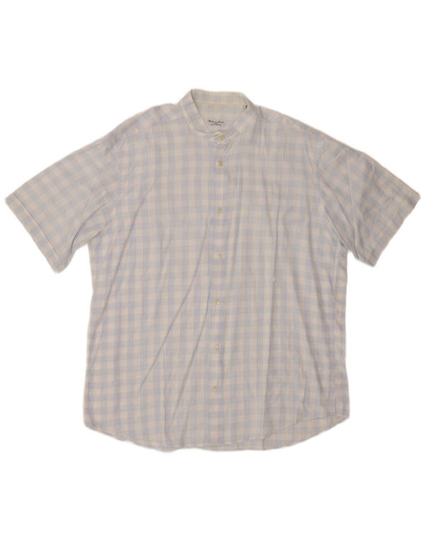 Cămașă cu mânecă scurtă pentru bărbați VINTAGE Mărimea 18 45 2XL Bumbac cu check albastru