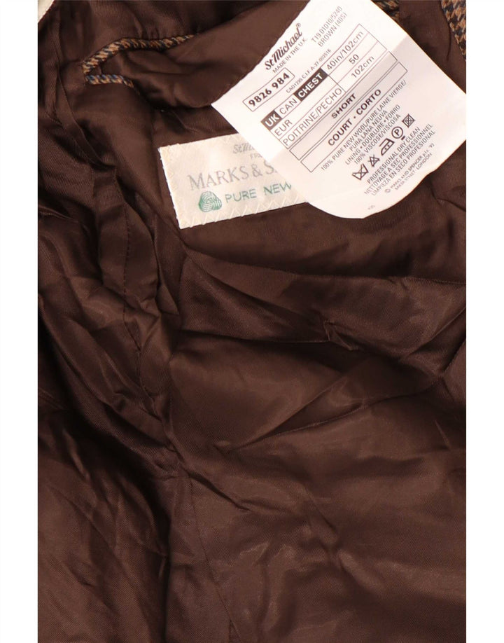 Jachetă pentru bărbați Marks & Spencer Blazer scurtă UK 40 Medium Brown Houndstooth