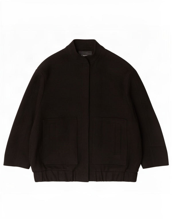 Bomber supradimensionat pentru femei Zara UK 10 Lână neagră mică