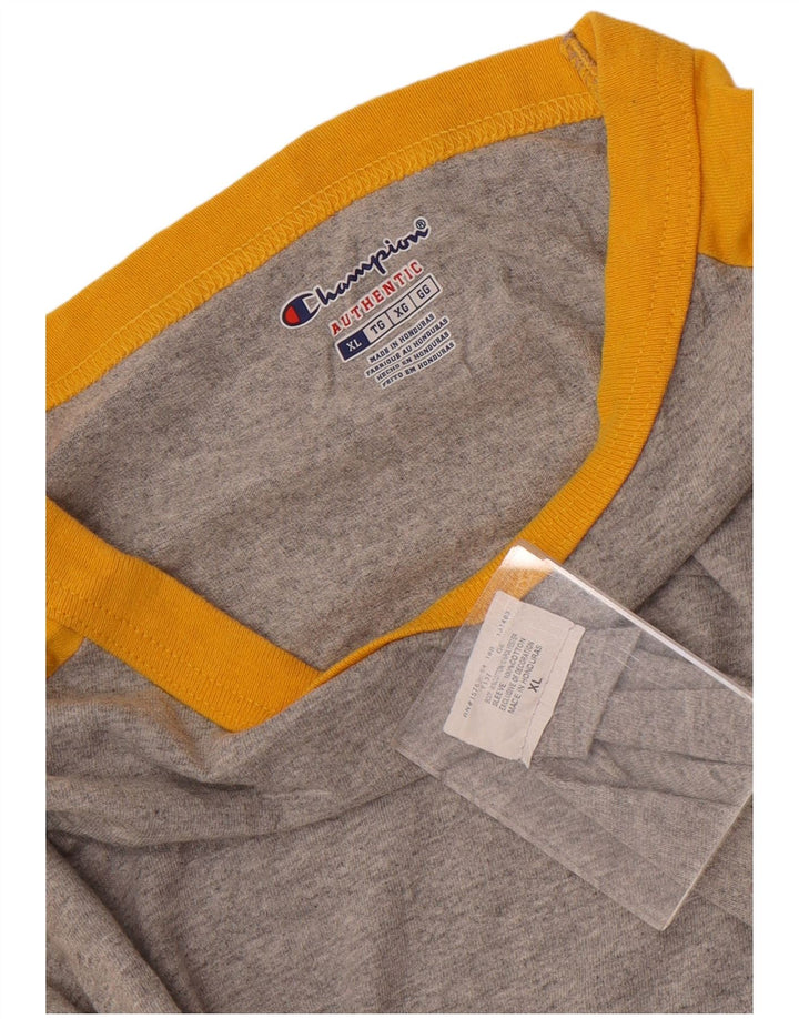 CHAMPION Top pentru bărbați cu mânecă lungă, XL, gri din bumbac color bloc