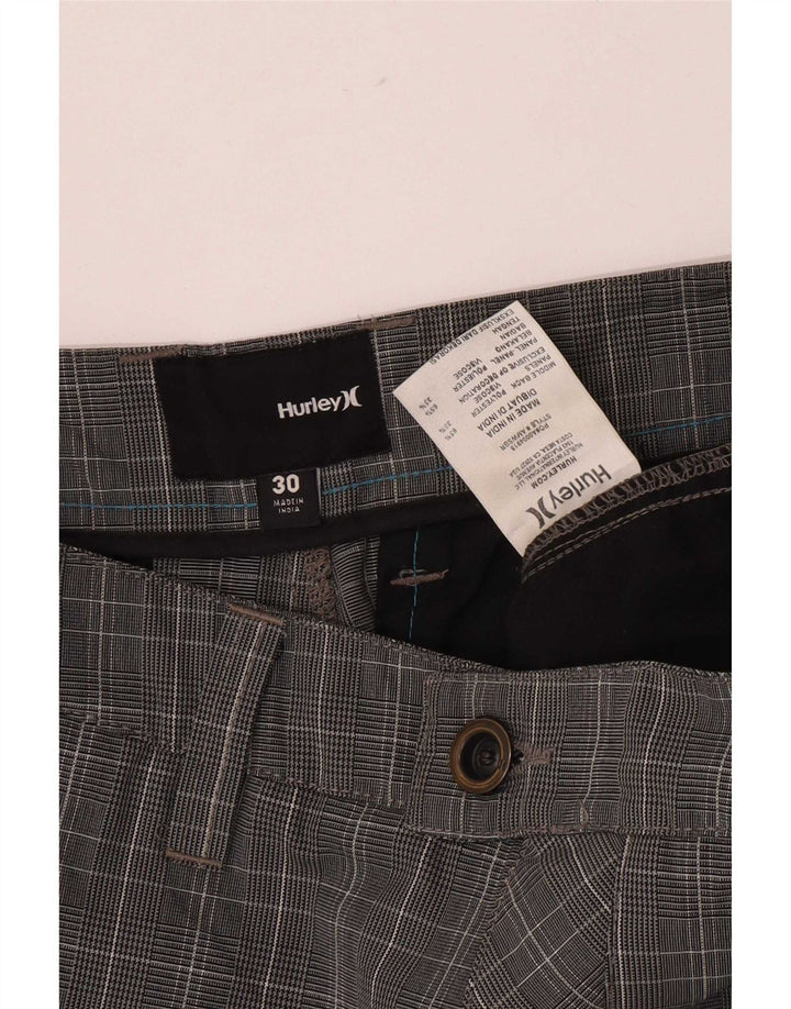 Pantaloni scurți cargo Hurley pentru bărbați, mediu W30, poliester cu carouri gri
