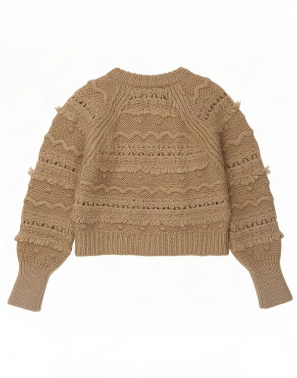 Pulover de damă Zara Crop Crew Deck Pulover UK 10 Mic Bej Acrilic