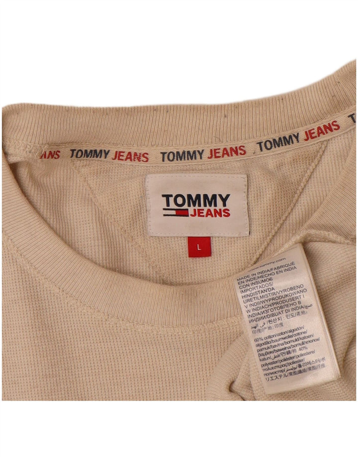 Top pentru bărbați Tommy Hilfiger cu mânecă lungă mare, bej, bumbac