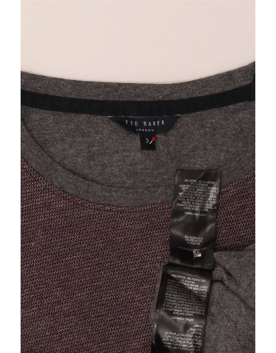 Pulover pentru bărbați Ted Baker, cu gât turnut, mărimea 3, bumbac burgundy mediu