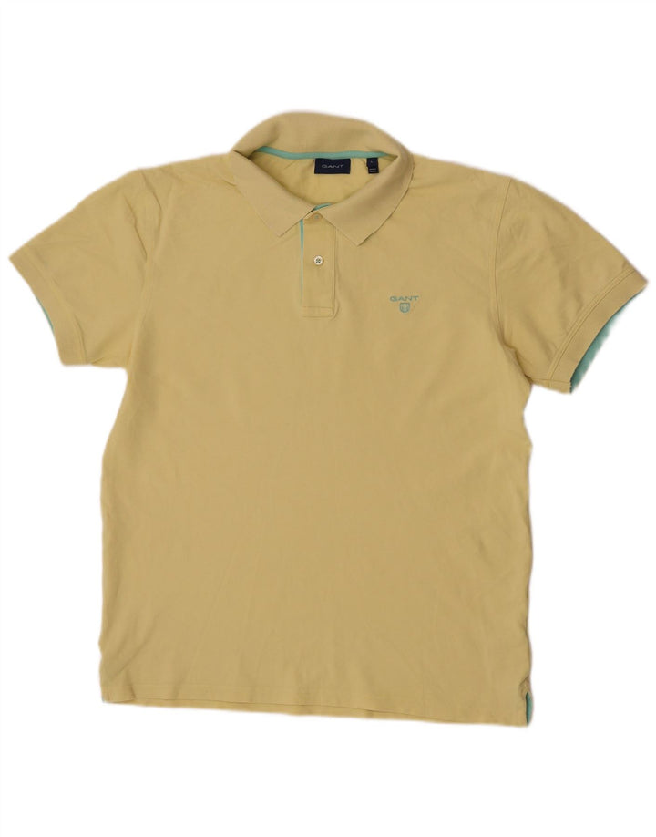Tricou polo pentru bărbați GANT, bumbac galben mare