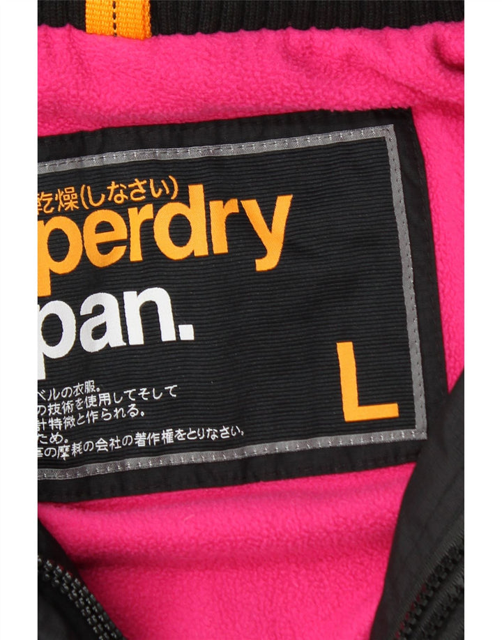 Jachetă de vânt cu glugă Superdry pentru femei UK 14, mare, negru, nailon