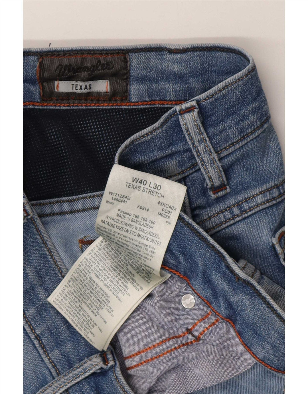Blugi drepti Wrangler pentru bărbați Texas Stretch W40 L30 Bumbac albastru