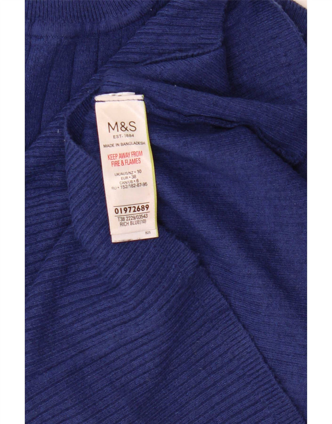 Pulover cu gât țestoasă pentru femei Marks & Spencer, UK 10, mic, albastru, viscoză