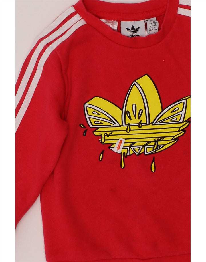 Pulover ADIDAS pentru fete, cu grafic, 18-24 luni, bumbac roz