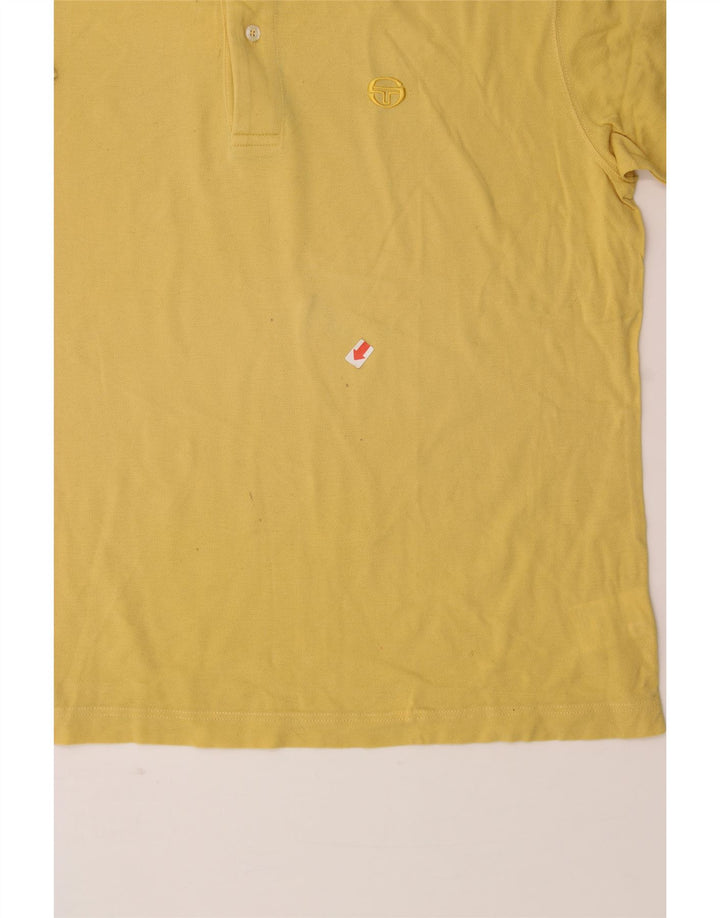 SERGIO TACCHINI Mens Polo Shirt IT 48 Medium Yellow Cotton Vintage Sergio Tacchini and Second-Hand Sergio Tacchini from Messina Hembry 