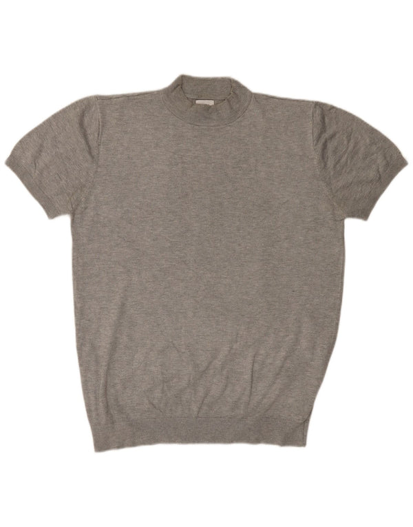 Pulover de damă ZARA cu mânecă scurtă cu gât țestoasă, mare, gri