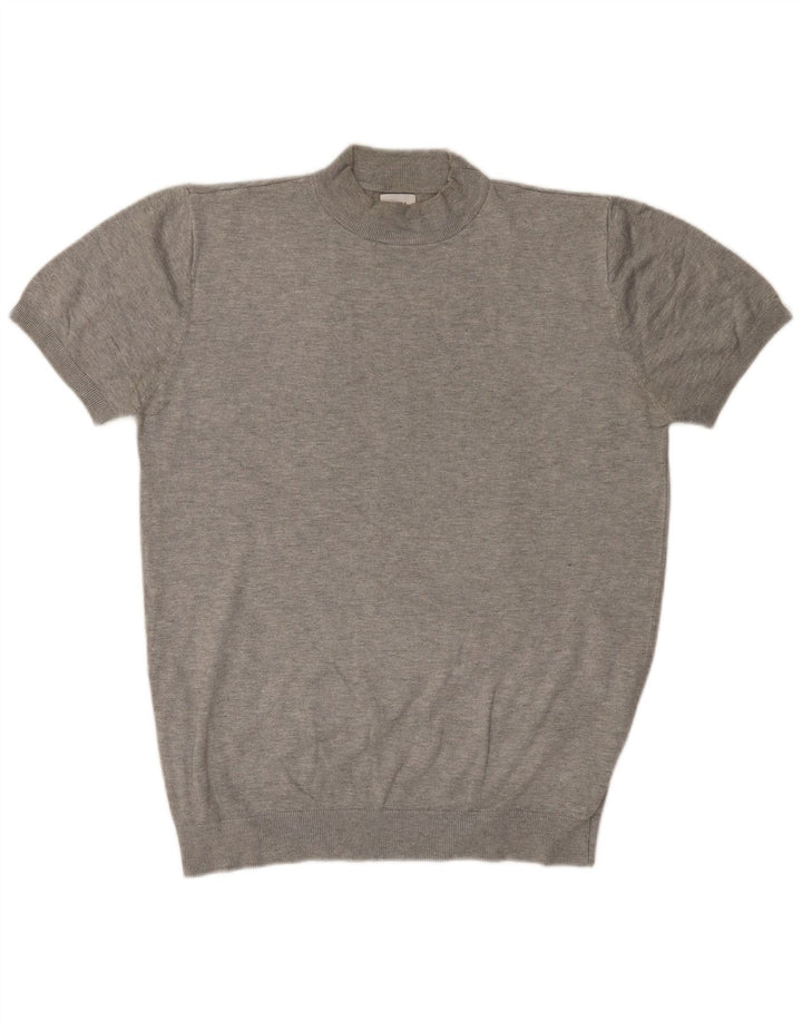 Pulover de damă ZARA cu mânecă scurtă cu gât țestoasă, mare, gri