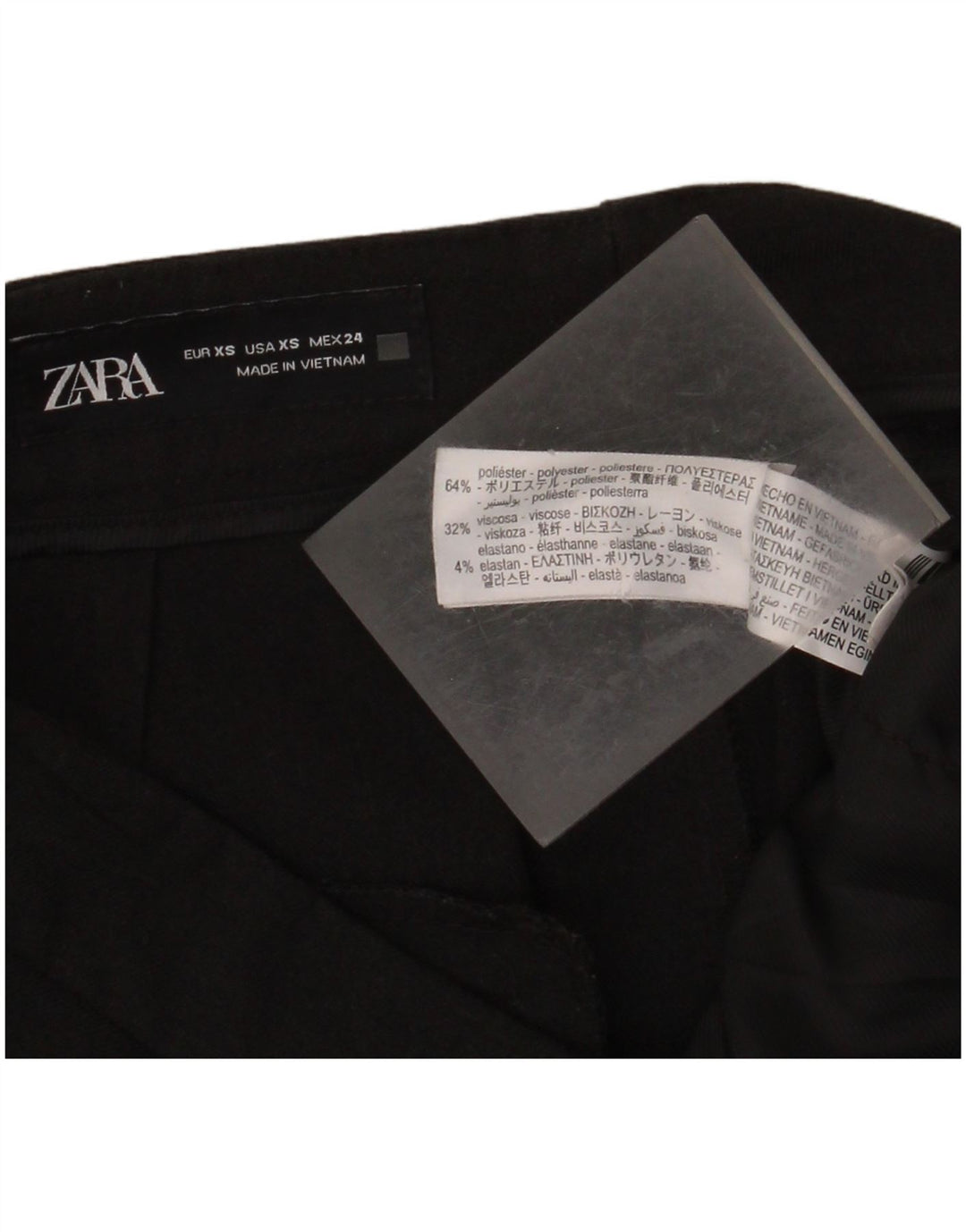 Pantaloni de costum conici pentru femei ZARA XS W24 L27 Poliester negru