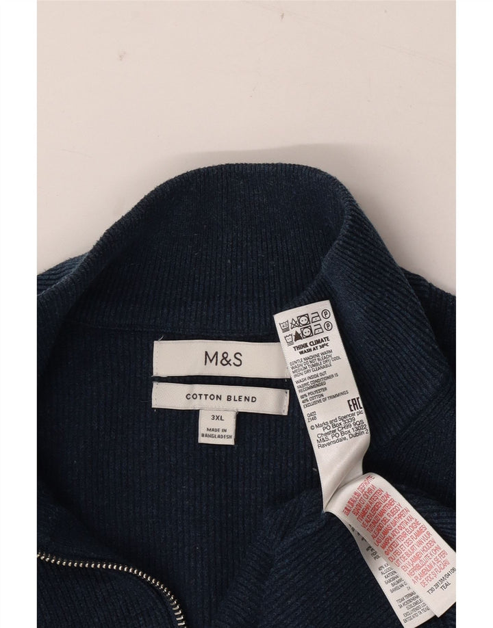 Pulover pentru bărbați Marks & Spencer, cu fermoar și gât, poliester bleumarin 3XL