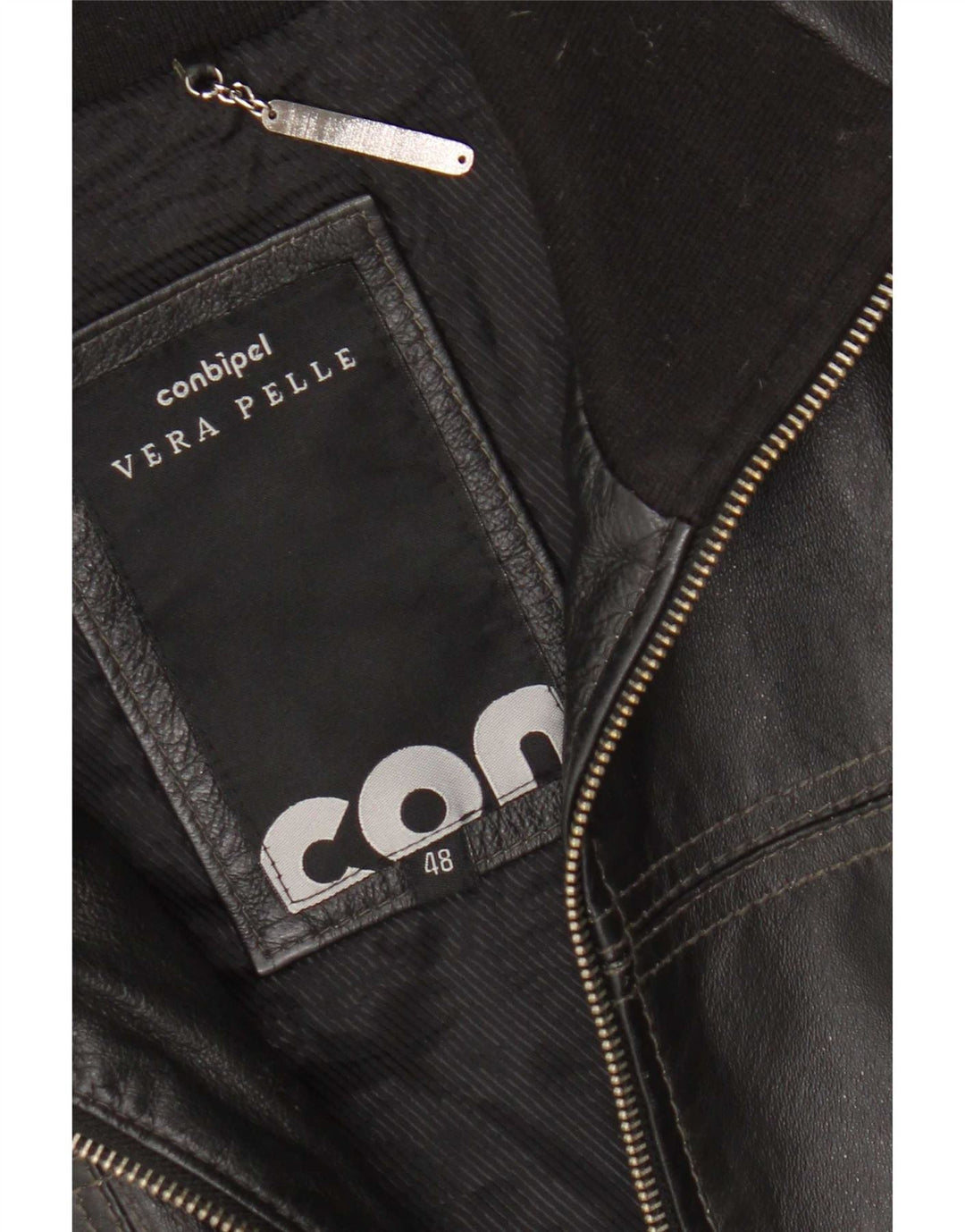 Jachetă Bomber din piele pentru femei Conbipel IT 48 XL negru colorblock