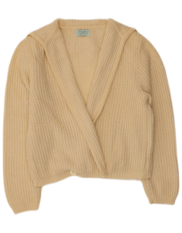 Pulover cardigan crop BENETTON pentru femei IT 46 Lână albă mare