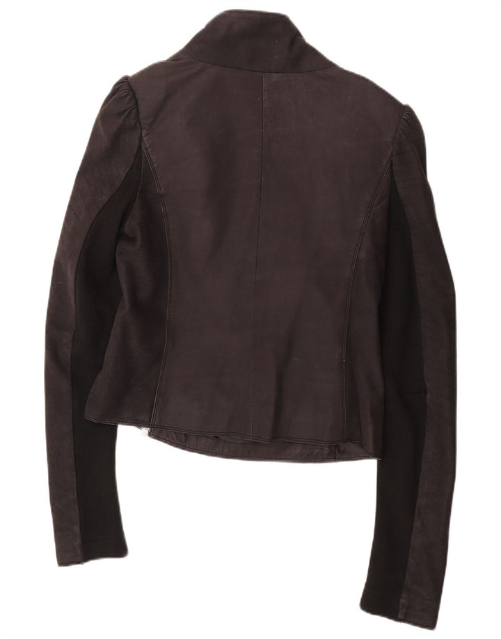 Jachetă de curse din piele pentru femei All Saints UK 12, piele medie neagră