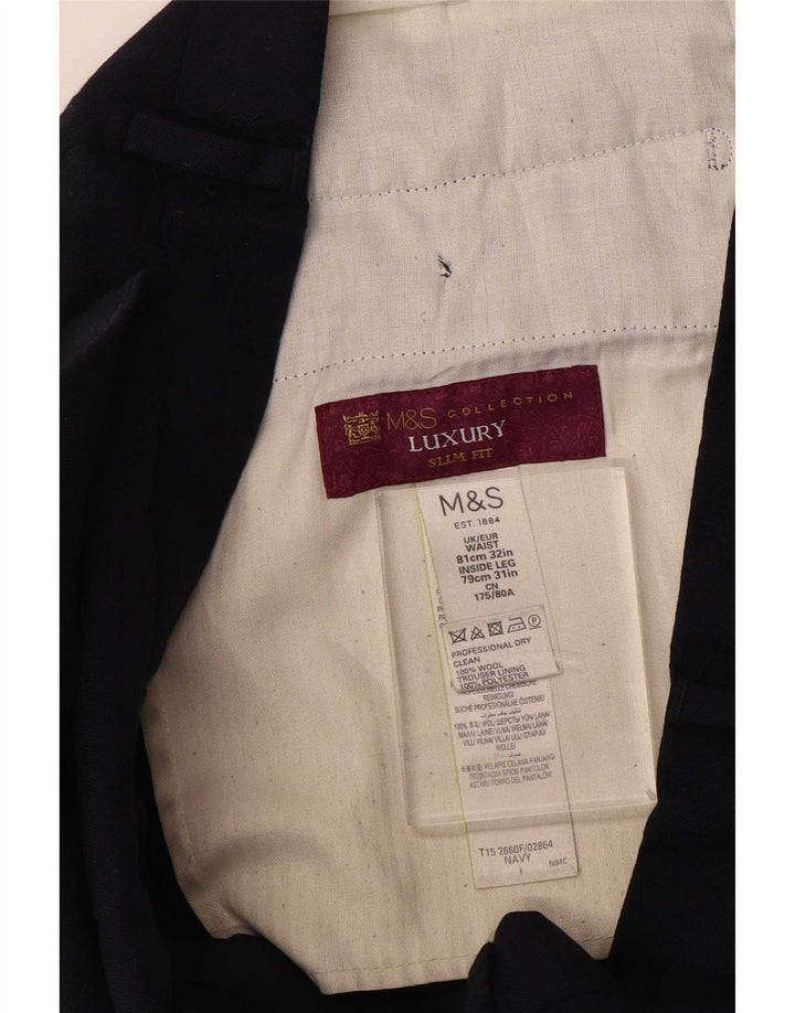 Marks & Spencer Pantaloni de costum slim pentru bărbați L32 L31 Lână bleumarin