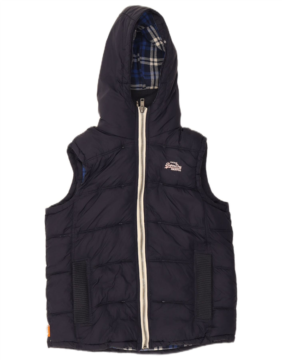 SUPERDRY Gilet căptușit cu glugă pentru femei UK 14 Medium Navy Blue Marine