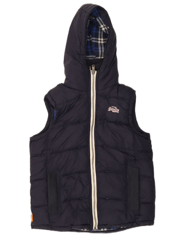 SUPERDRY Gilet căptușit cu glugă pentru femei UK 14 Medium Navy Blue Marine
