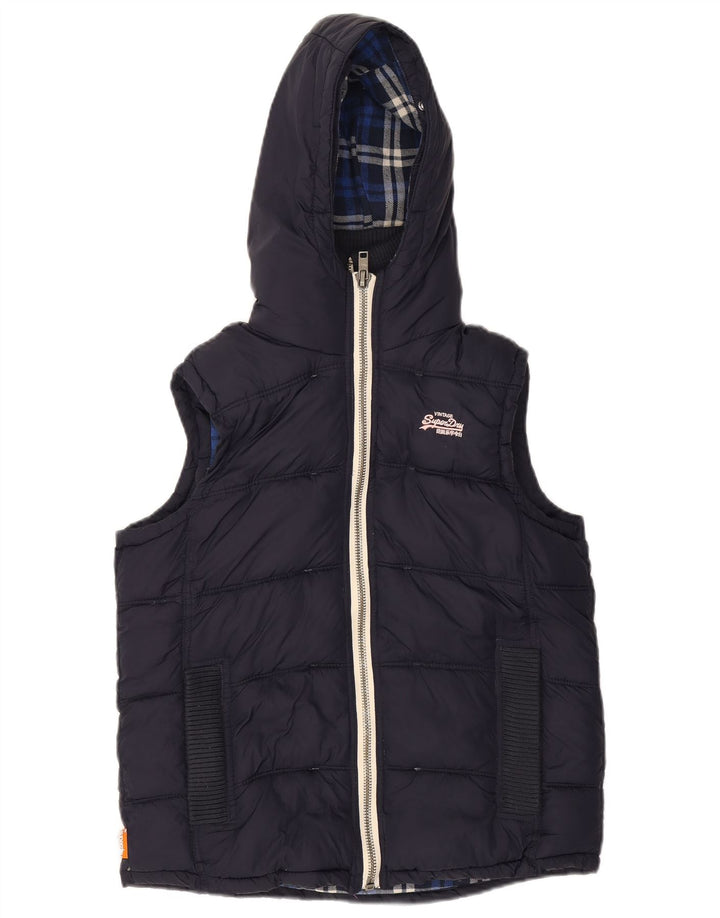 SUPERDRY Gilet căptușit cu glugă pentru femei UK 14 Medium Navy Blue Marine