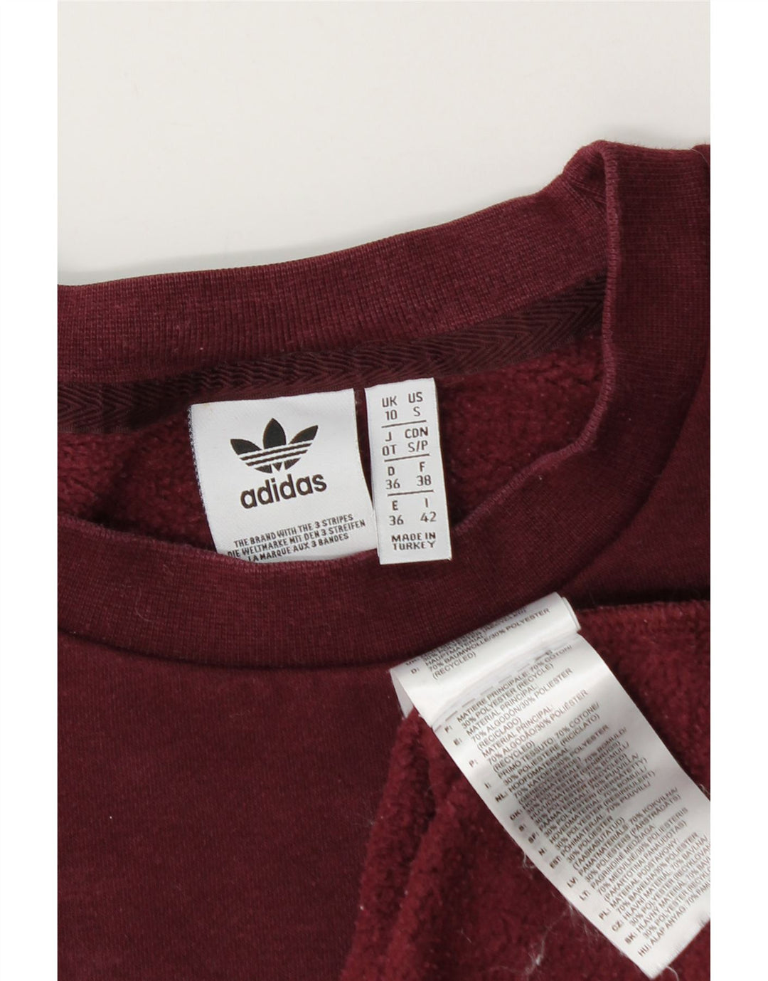 Pulover supradimensionat pentru femei Adidas UK 10 Bumbac burgundy mic