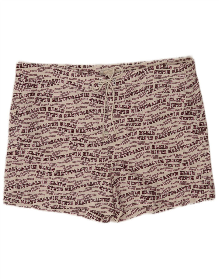 Pantaloni scurți de înot grafic Calvin Klein pentru bărbați, mari din poliester alb