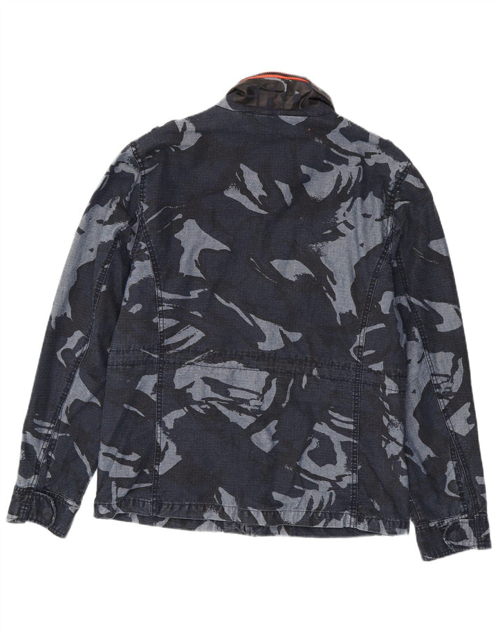 Jachetă militară pentru bărbați SUPERDRY UK 40 mare, din bumbac, camuflaj, albastru