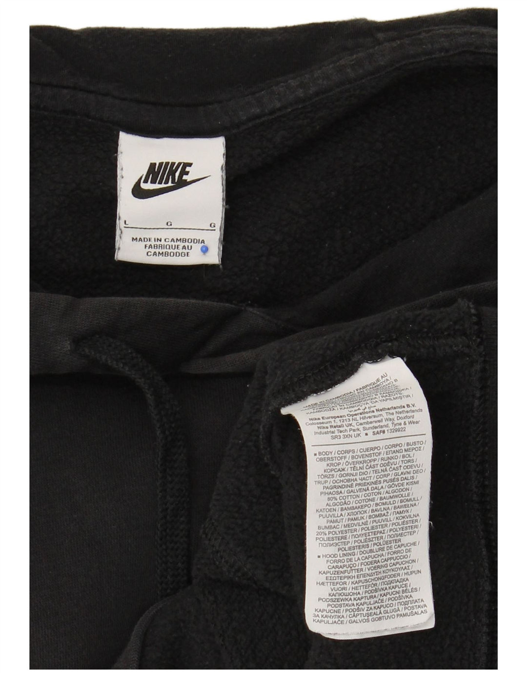 Pulover NIKE pentru bărbați, bumbac mare, negru