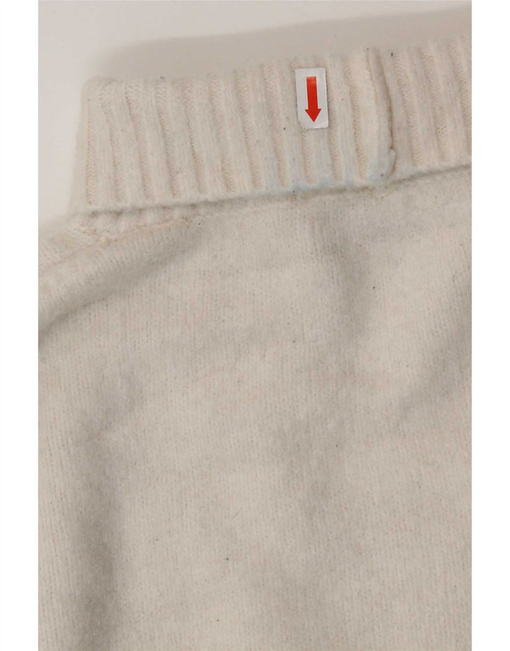 Pulover supradimensionat pentru femei Zara, cu gât rulat, UK 10, mic, alb, acrilic