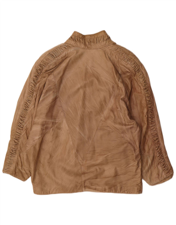 Jachetă de piele supradimensionată vintage pentru femei UK 18 XL bej