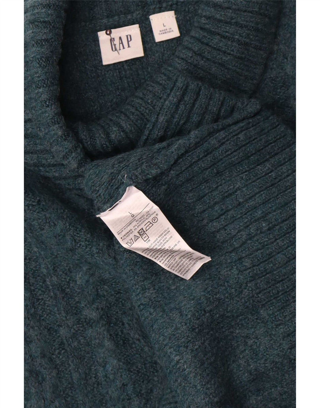 Pulover pentru femei Gap, supradimensionat, cu gât rulat, UK 16, mare, verde, acrilic