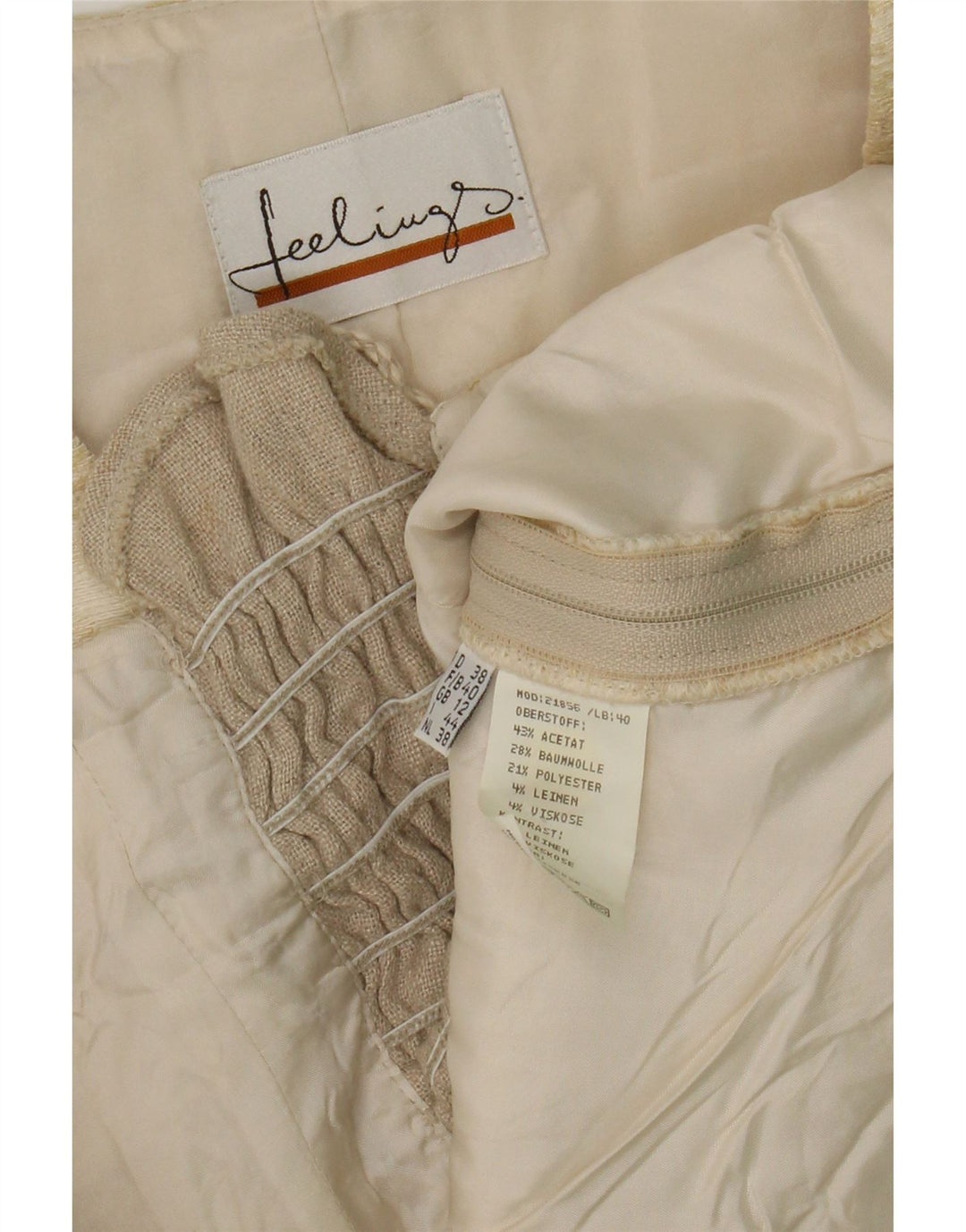 Crop Top Vintage pentru femei UK 12 Medium Beige Acetat cu dungi
