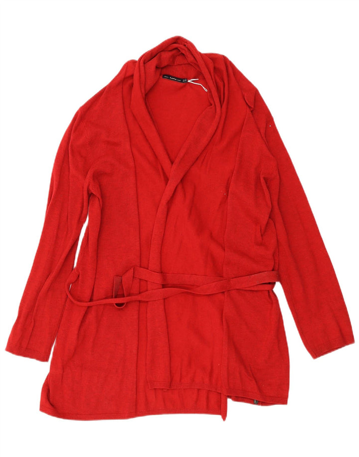 Pulover cardigan pentru femei Zara UK 12, viscoză roșie medie