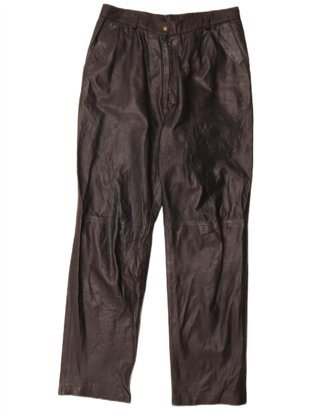 Pantaloni drepți din piele vintage pentru femei W29 L30 negru
