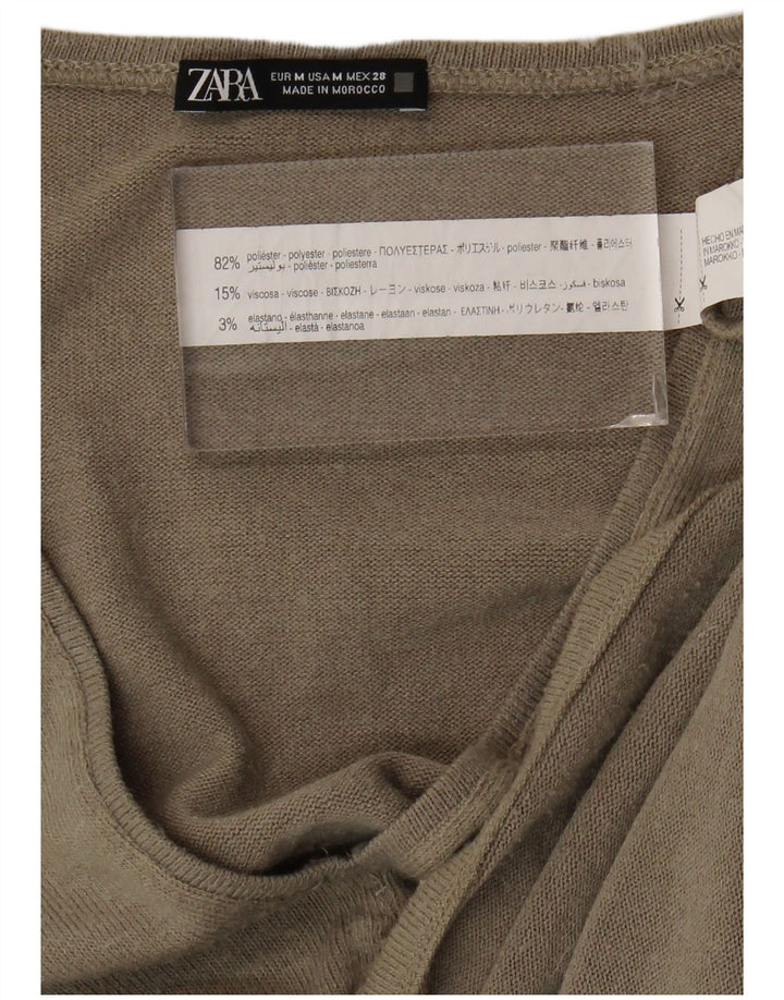 Top supradimensionat pentru femei Zara cu mânecă lungă UK 12 Medium Bej Poliester