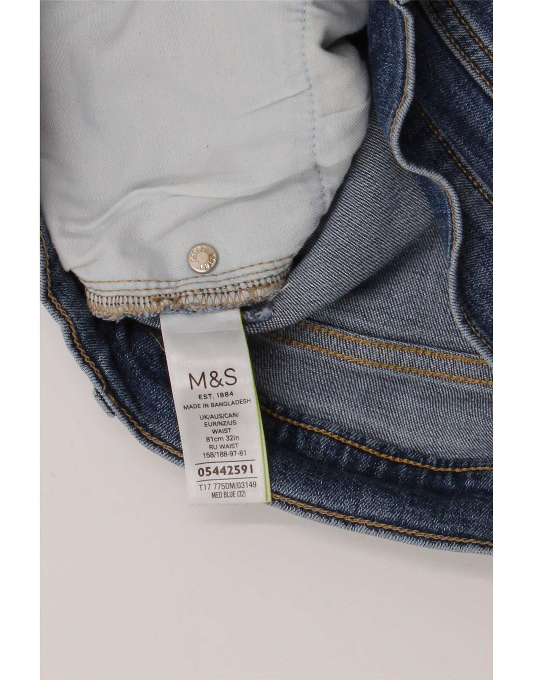 Marks & Spencer Pantaloni scurți din denim pentru bărbați, mediu W32, bumbac albastru
