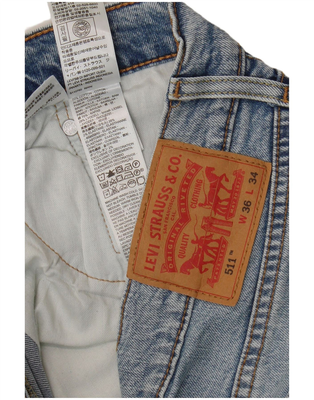 Blugi Levi's 511 Slim pentru bărbați W36 L34 Bumbac albastru