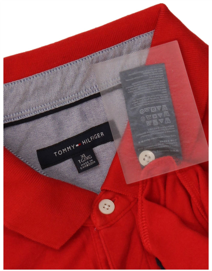 Tricou polo Tommy Hilfiger pentru bărbați, bumbac roșu XL