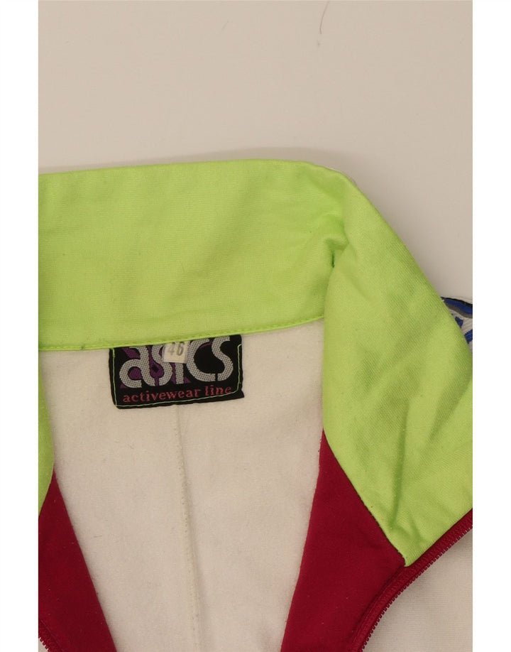 ASICS Womens Graphic Tracksuit Top Jacket IT 46 Large Red Colourblock Vintage Asics and Second-Hand Asics from Messina Hembry 