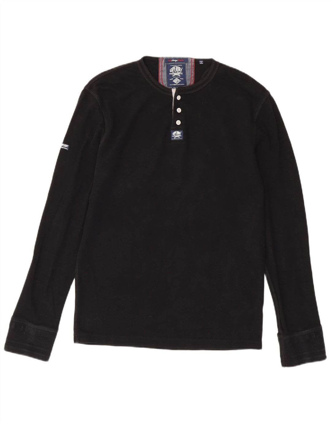 SUPERDRY pentru bărbați Heritage Top cu mânecă lungă XL, bumbac negru