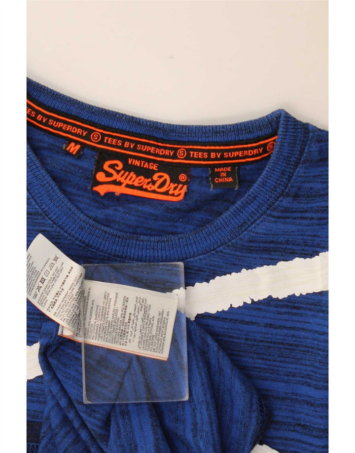 Tricou cu grafic normal Superdry pentru bărbați Top din bumbac cu dungi albastre medii