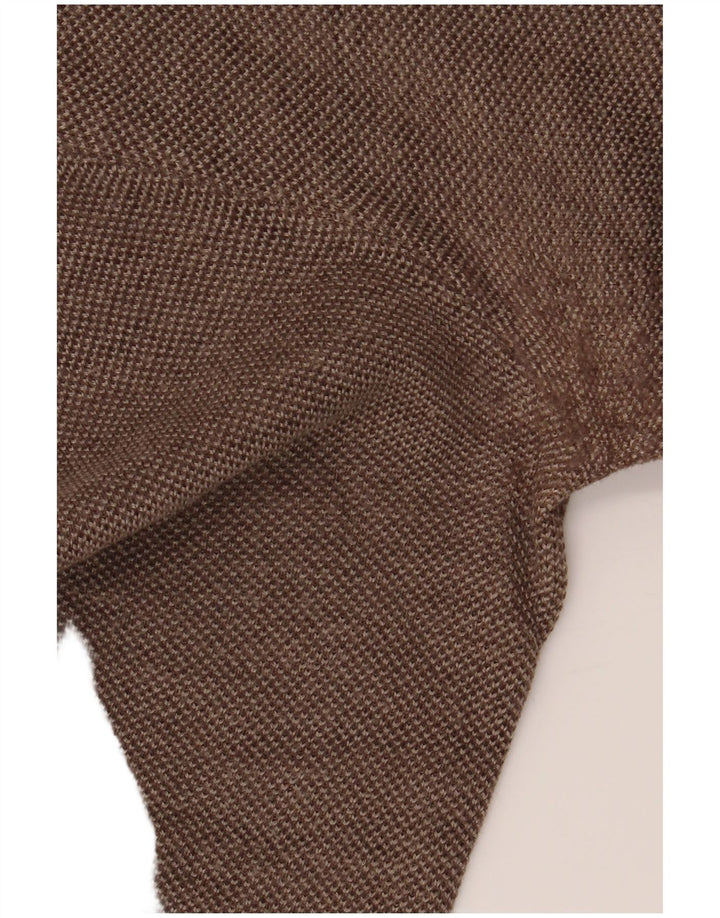 NAVIGARE Pulover cu decolteu în V pentru femei UK 16 Lână maro mare