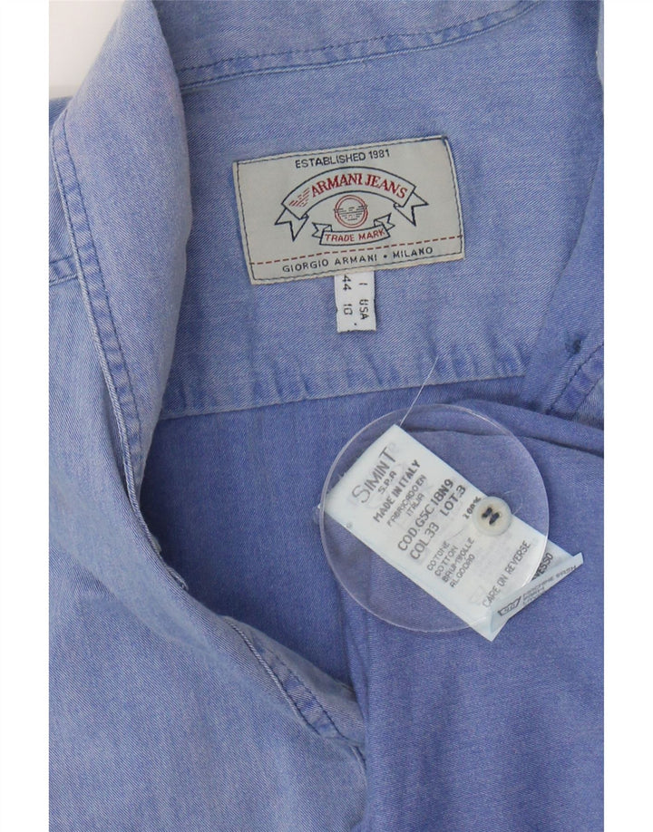 ARMANI JEANS Womens Oversized Denim Shirt IT 44 Medium Blue Cotton Vintage Armani Jeans and Second-Hand Armani Jeans from Messina Hembry 