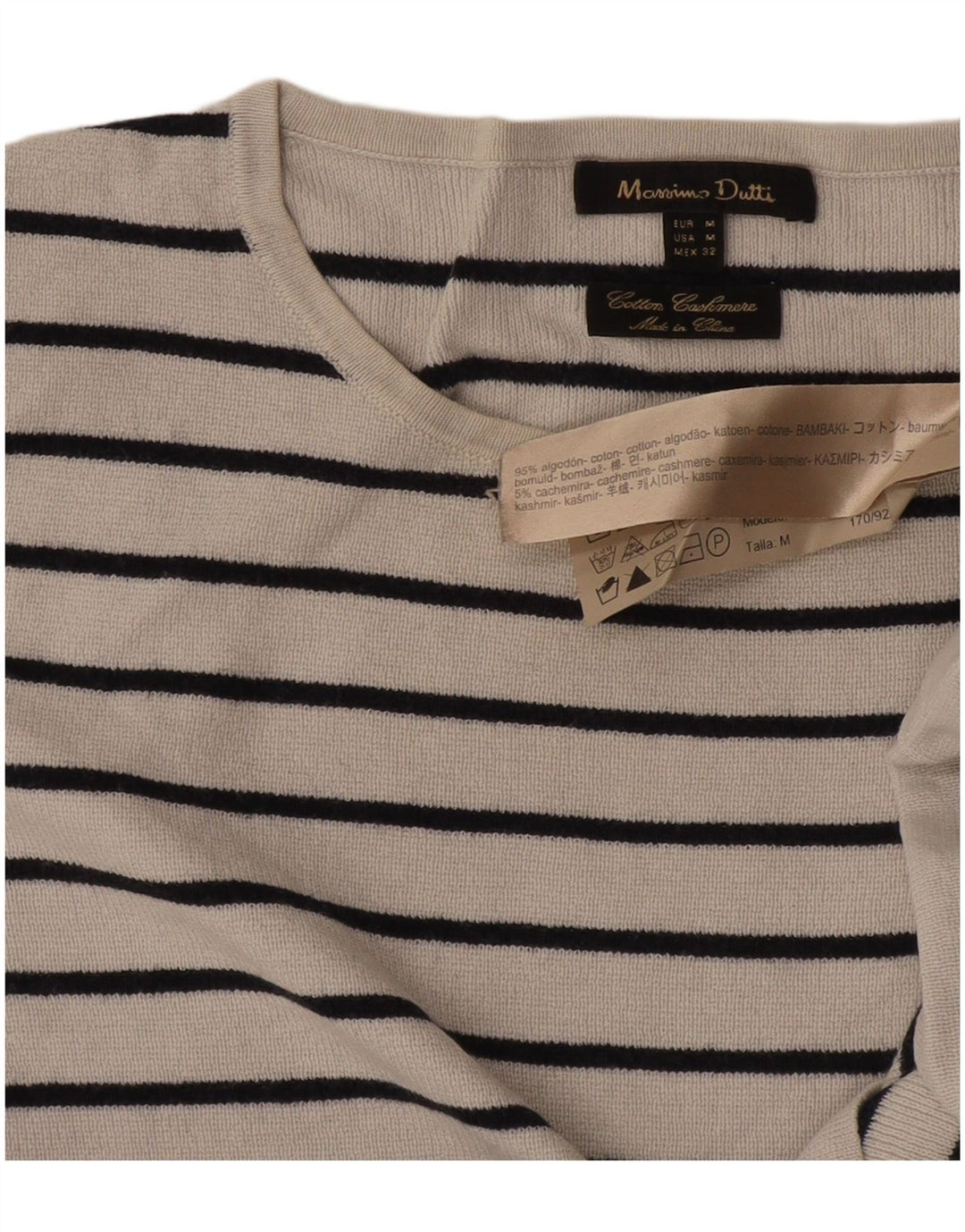 MASSIMO DUTTI Pulover pentru damă cu gât barcă UK 14 Medium Off White