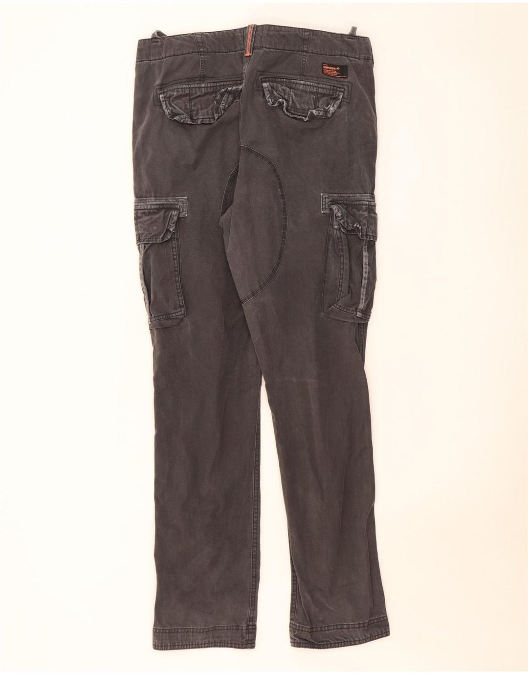 SUPERDRY Pantaloni cargo subțiri pentru bărbați mari W36 L33 bumbac gri
